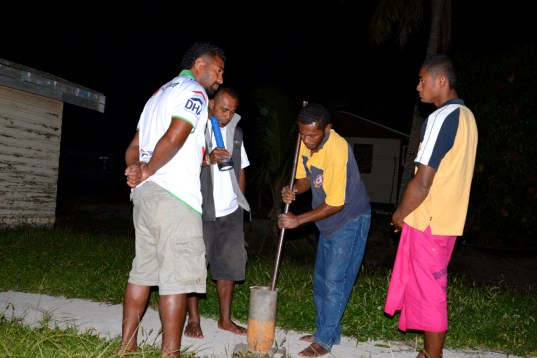 Pounding Kava Root